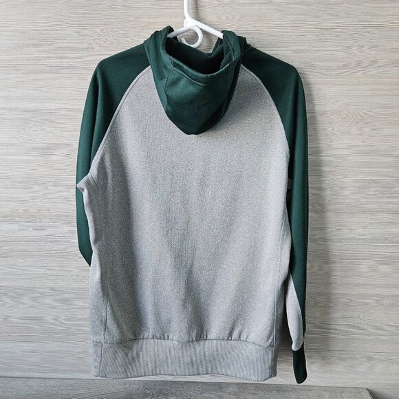 Nike Therma Fit Hoodie Mens L Michigan State Spartans Gray Green Raglan Sleeve - Picture 4 of 16